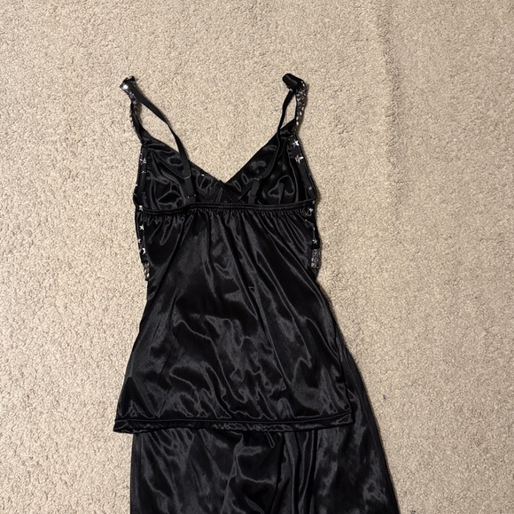 Black Satin top and pants with Silver Embellishments - Picture 3 of 3